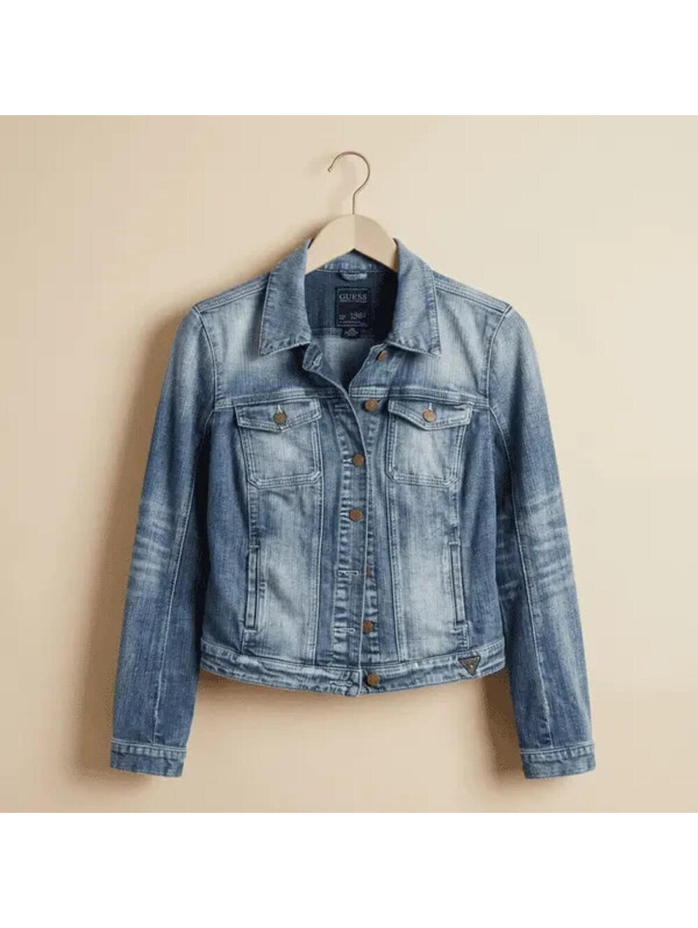 GUESS Women's Jean Jacket Size M Medium Blue Denim Trucker Y2K 90s